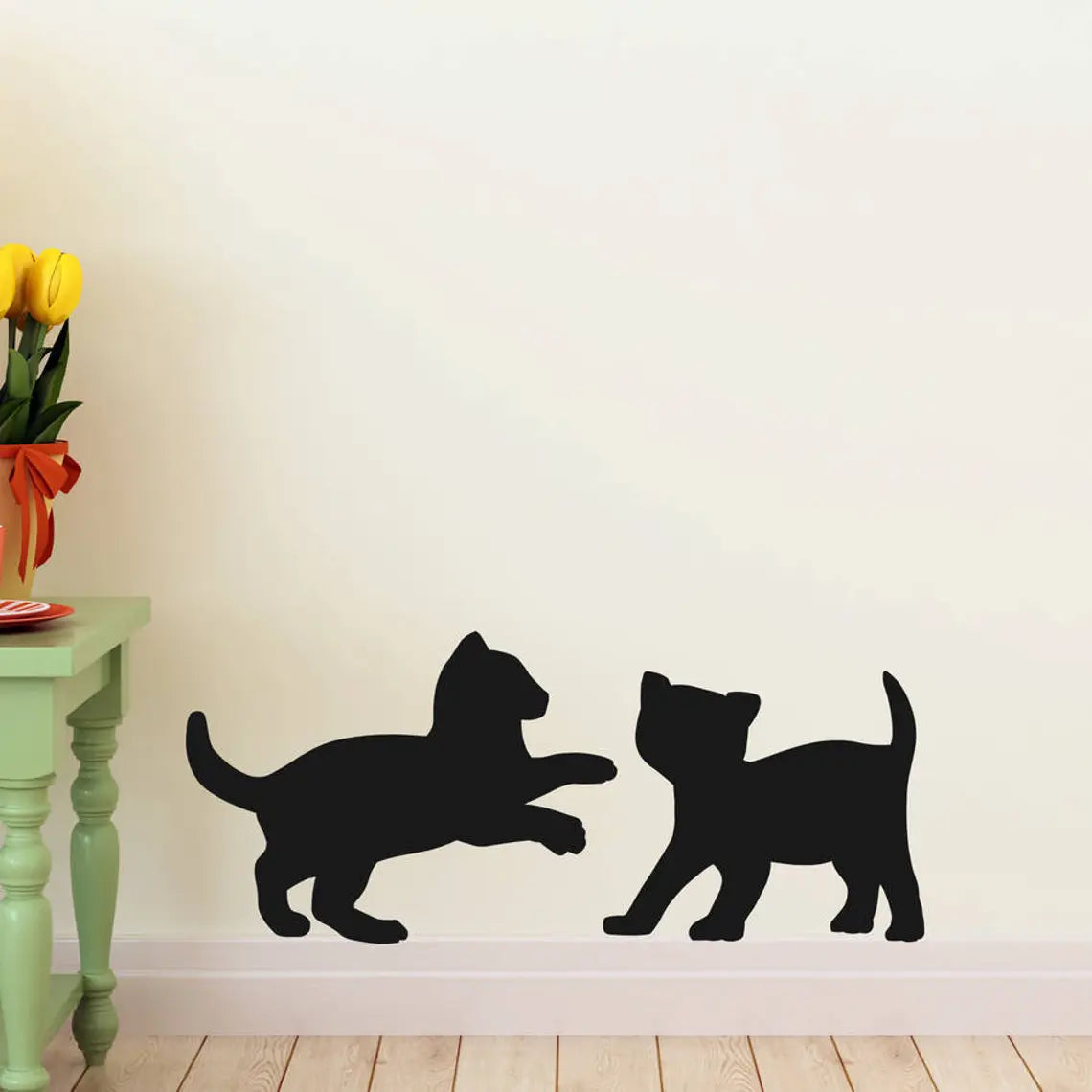 Cats playing wall art decal